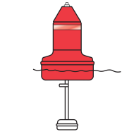 Model B1428ULN Red (Nun) Float Collar Channel Marker with External Ballast
